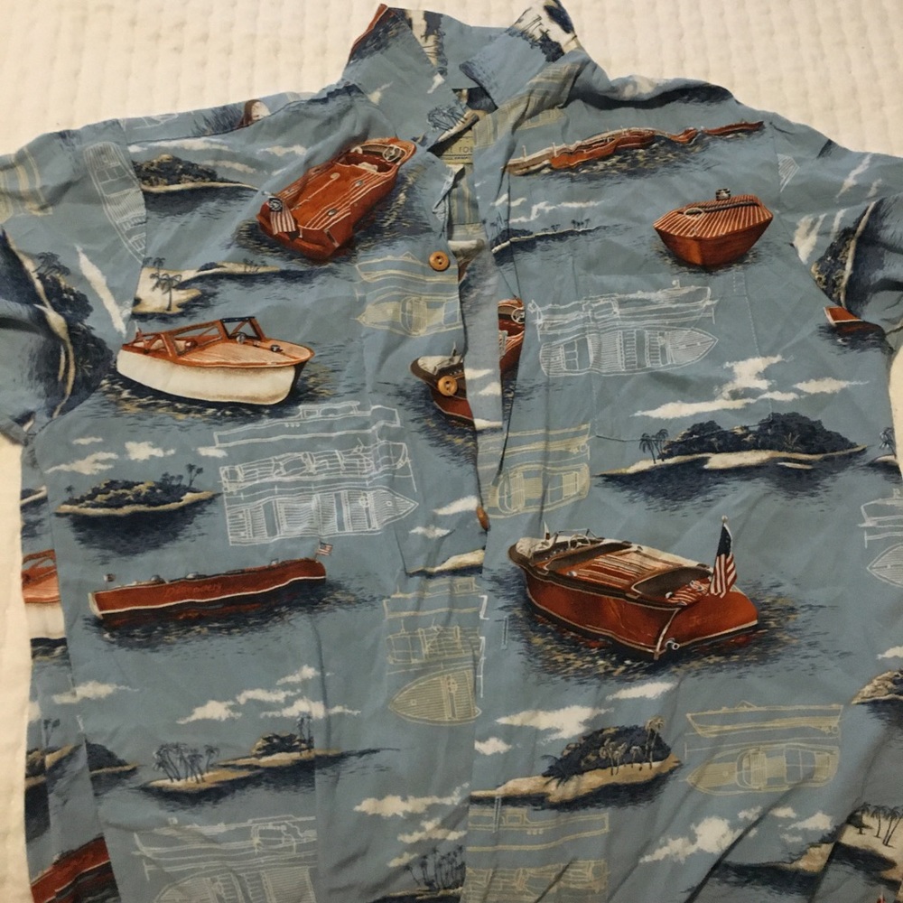 Hawaiian Boat Themed Button Down
